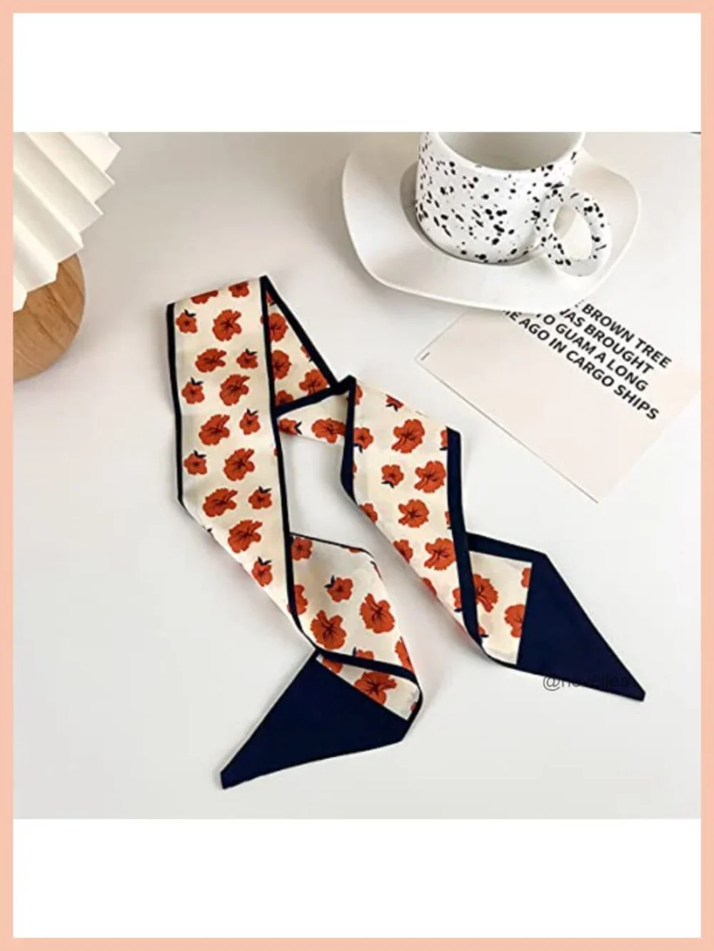 Retro Small Silk Scarf Heart Spring Summer Narrow Ribbon Headband
